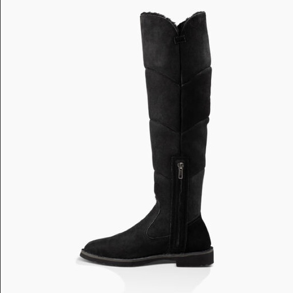 UGG Sibley Tall Over the Knee Black Suede Fur Boot 5.5 - Picture 3 of 13